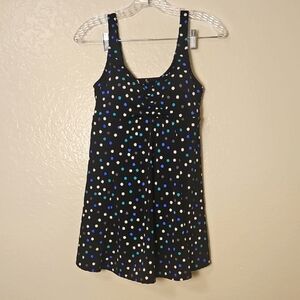 Black Polka Dot Swimdress Tankini Style One-Piece – Size 12